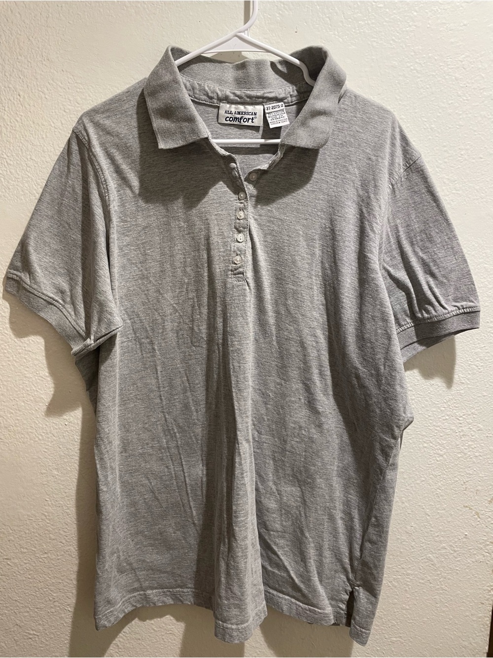 All American Comfort Gray Polo Shirt Mens 2XL Short Sleeve Cotton Blend Golf Tee